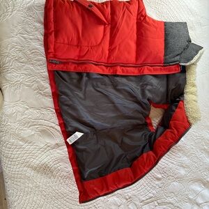 Red Puffer Vest with Gray Lining